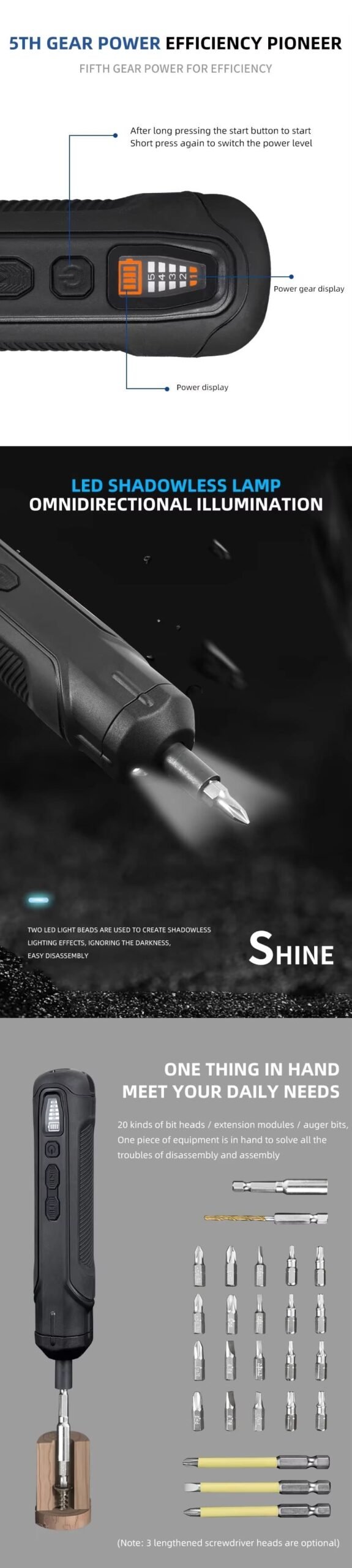 3.6V GTE300 High-Torque Precision Electric Screwdriver Set