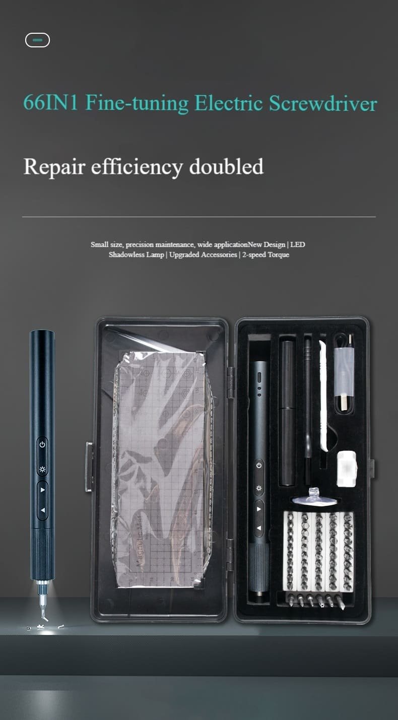 66 in 1 Precision Cordless Screwdriver Set Rechargeable Multi Tool Kit